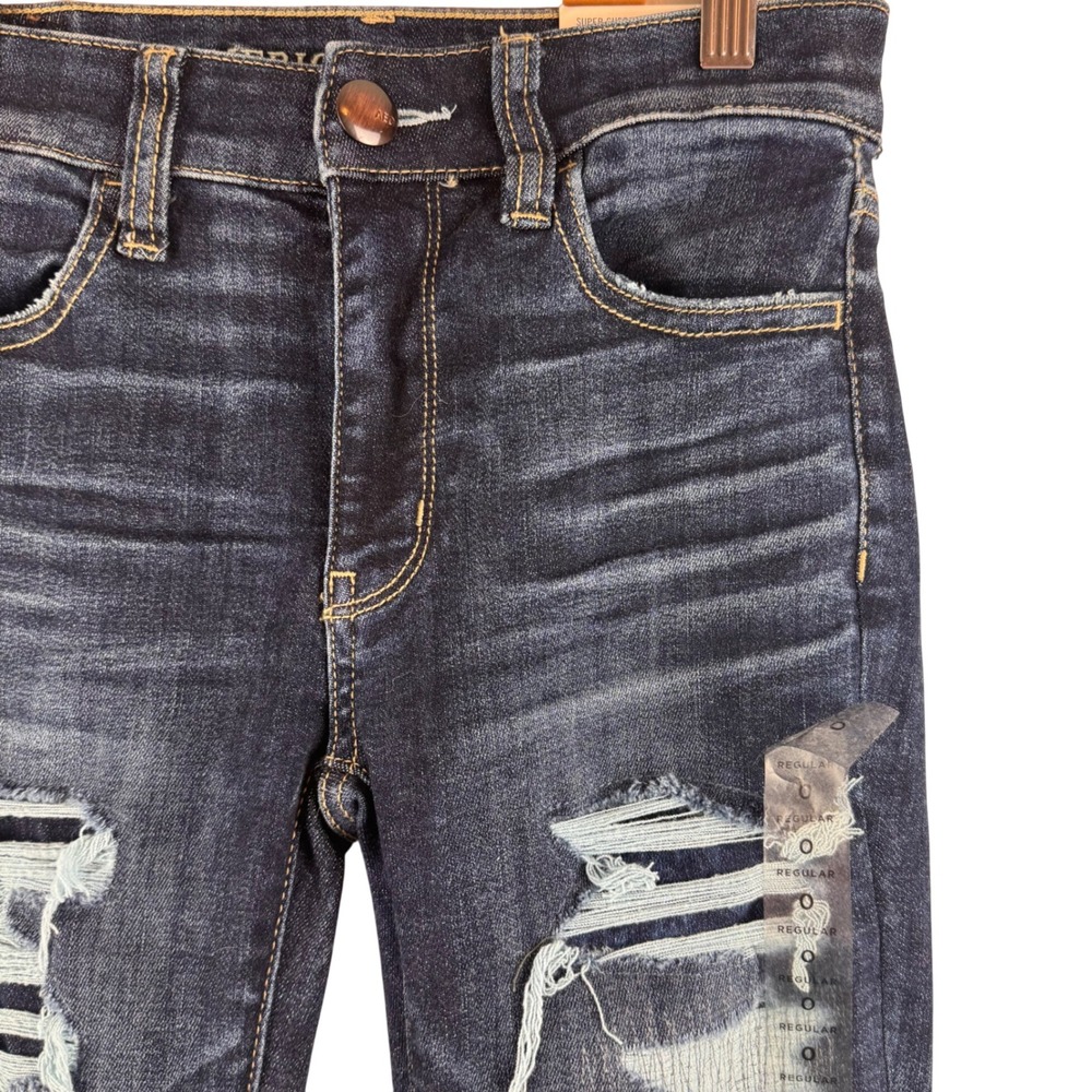 American Eagle Jeggings Womens 0 Dark Blue Distressed Hi-Rise Super Stretch X